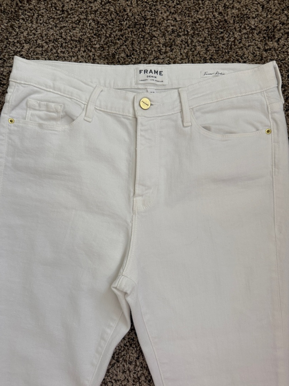 Frame White Jeans Flare Denim Size 32 Forever Karlie Womens Gold Button - Picture 5 of 9
